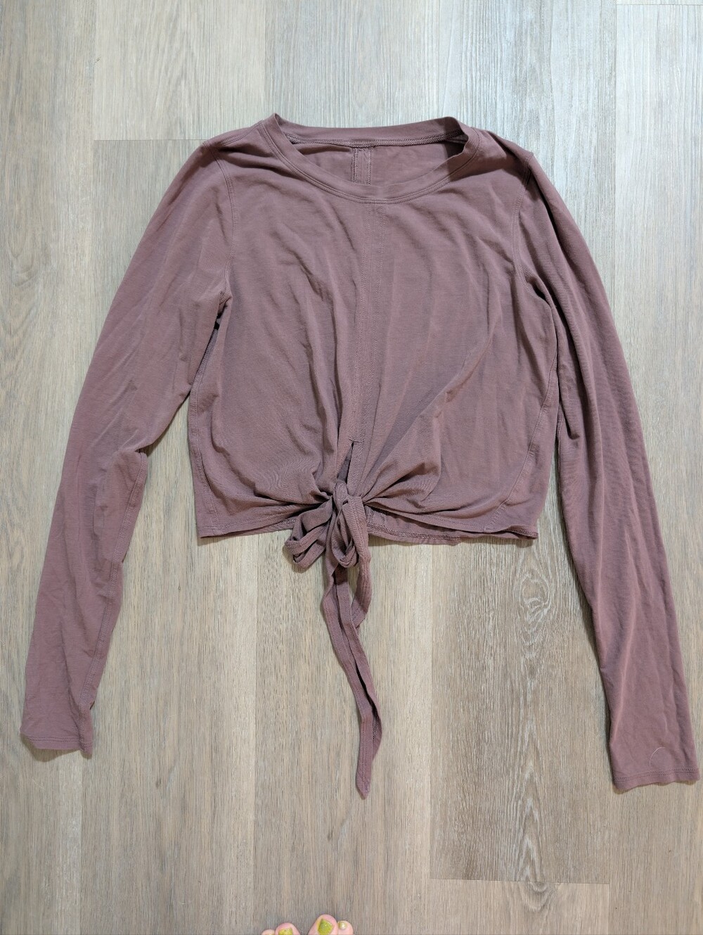 Lululemon Pink Long Sleeve Tie-Front Women's Top - S - Preloved